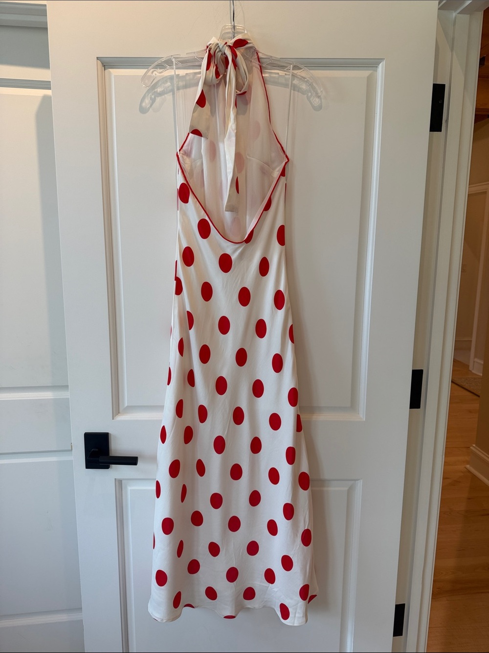 Zara White Halter Neck Maxi Dress with Red Polka Dots - NWT Size S - Picture 2 of 9